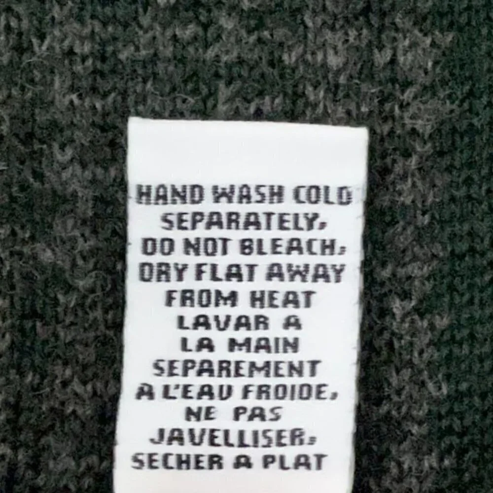 🌺 Calvin Klein Green & Grey Knit Wool Blend Small Scarf